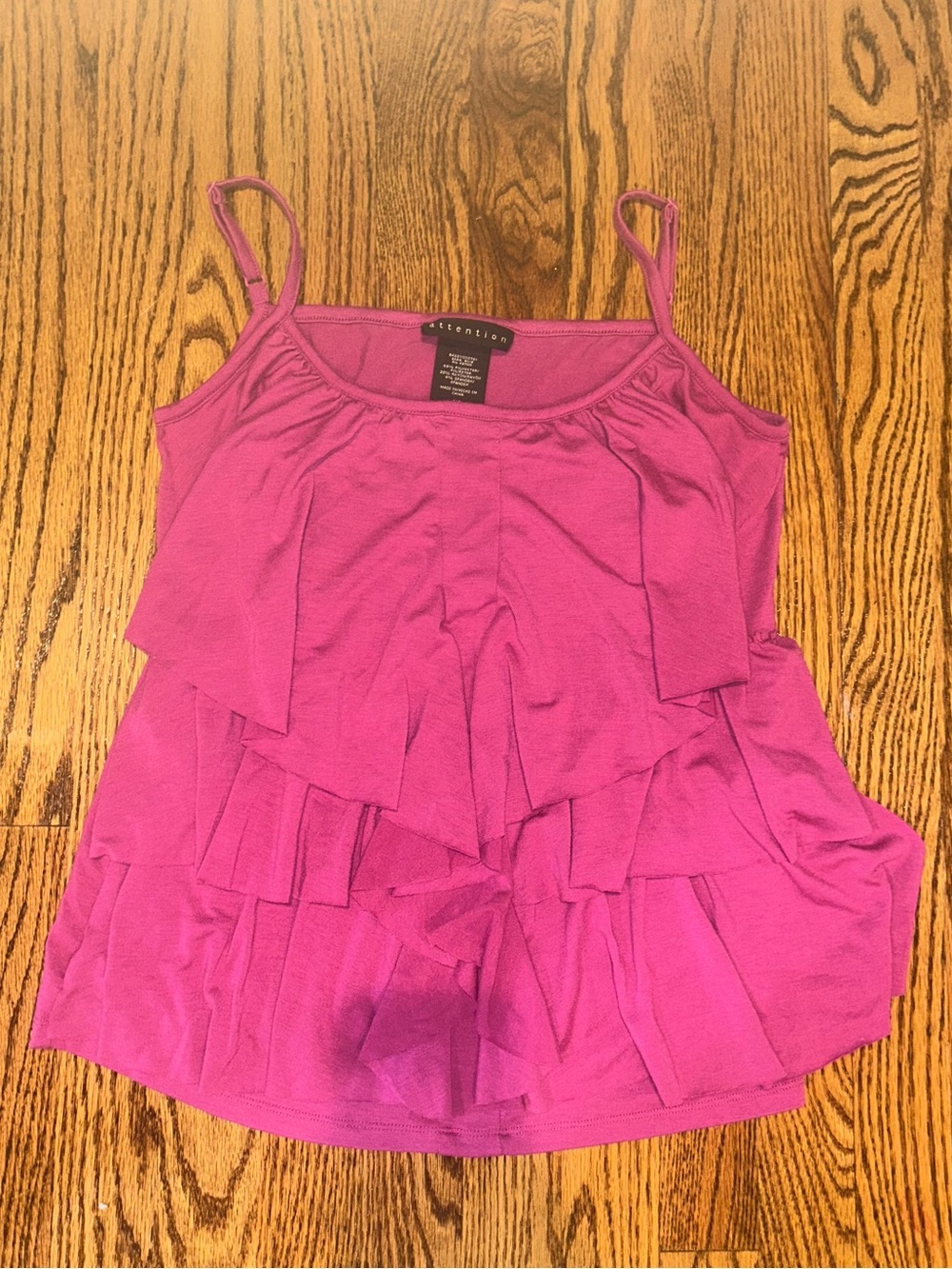 attention Fuchsia Layered Ruffle Cami